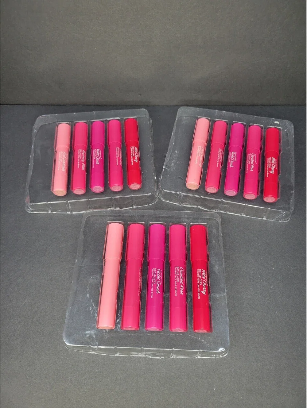(Lot of 3) 5 Pc Lip Color Crayons COLOR STORY Sweet Treats Cherry Rose Violet